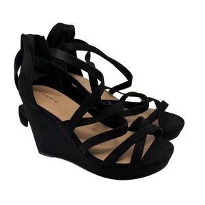 Torrid Black Micro Fiber Lace Up Wedge